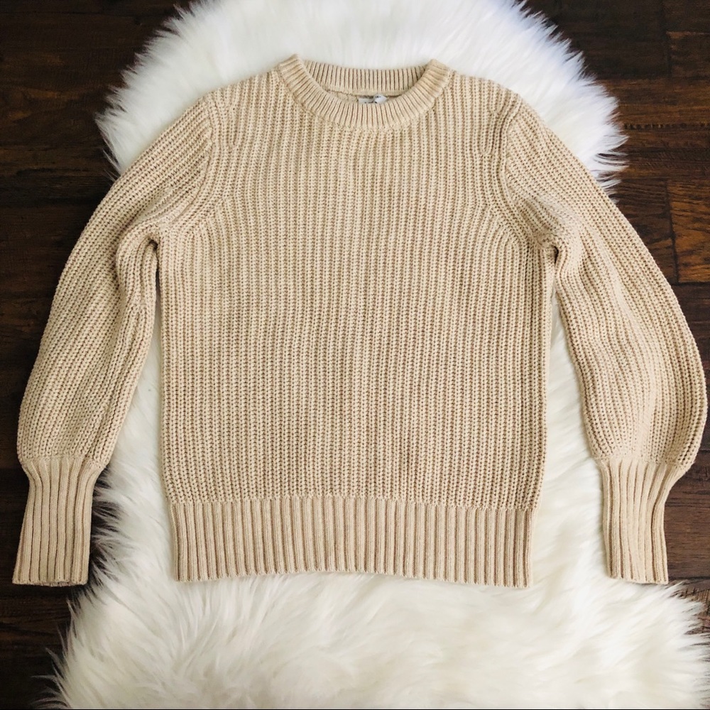 J.crew mock neck knit ribbed sweater almond nude beige color size XS